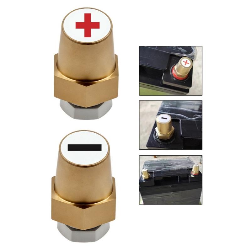 2 Pièces Chargeur de Borne de Batterie Vis Accessoires Laiton Connecteurs de Borne Hexagonale Pour Borne Positive et Négative de Batterie de Voiture