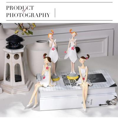 Girl Figurines Decor Resin Craft Statues Sculpture 2Pieces Girl Table Decor Elegant Small Figurines Ornaments Hand-Painted Home