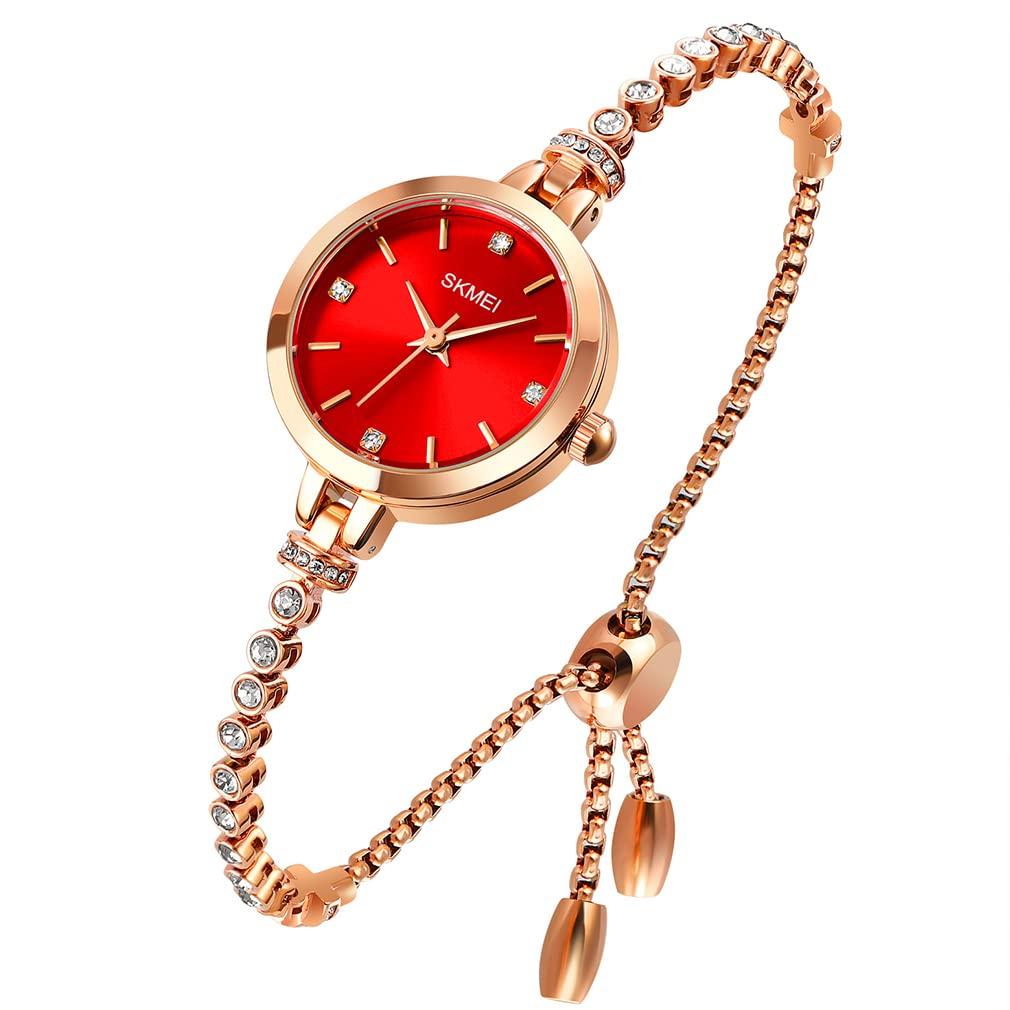 Bracelet Gold Quartz Red Bangle Watch Women's Watch, Cute, Stylish, Waterproof, Casual, Movement, Simple, Brand-Name, High-Quality, Gift, Luxury,