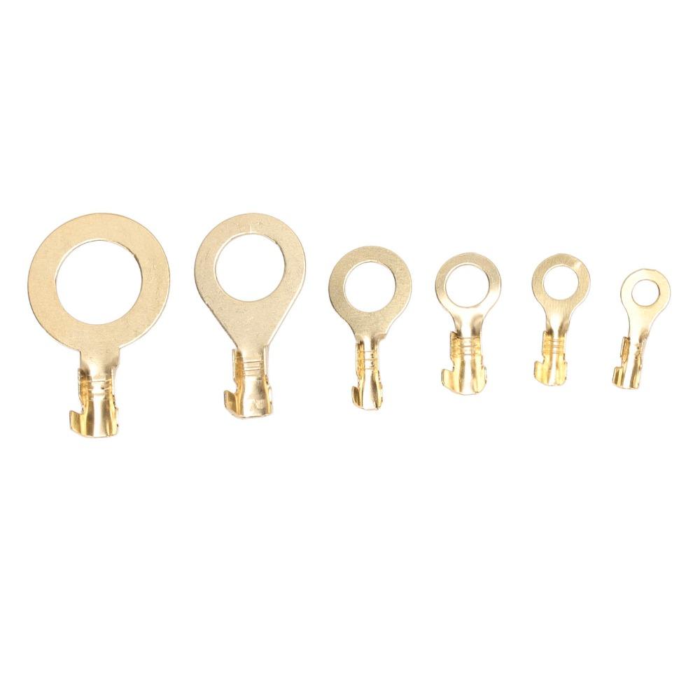 540 PCS M3 M4 M5 M6 M8 M10 Ring Terminal with Storage Box Copper Brass Wire Lugs O Type Ring Terminals Non-Insulated