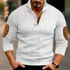 Men's Hoodless Sweatshirt Casual Relaxed Color Long Sleeve Stand Button Design For Comfortable And Winter