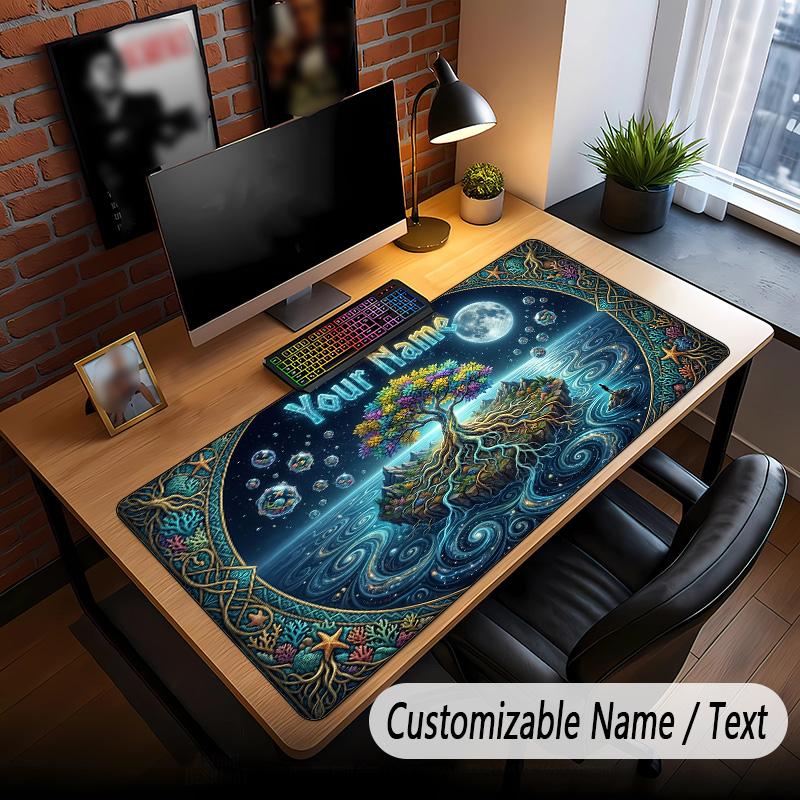 Tree of Life Theme Custom Mouse Pad Personalized With Name Text Customized Desk Mat For Office Home Decor