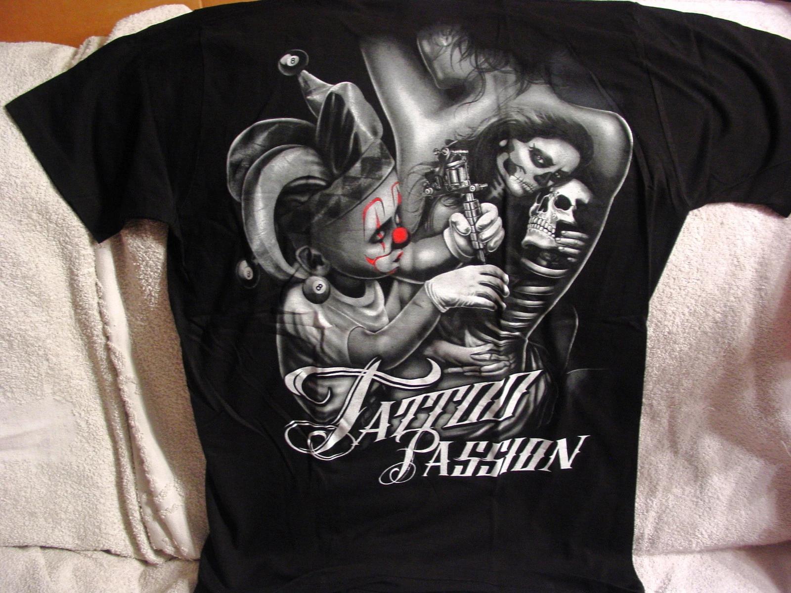 TATTOO PASSION JOKER CLOWN SKULL DAY OF THE DEAD T-shirt L