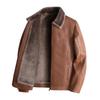 Thickened Fleece Leather Jacket Leather Men's Leather Jacket Autumn and Winter Locomotive Clothing Casual Loose Lapel Jacket Men
