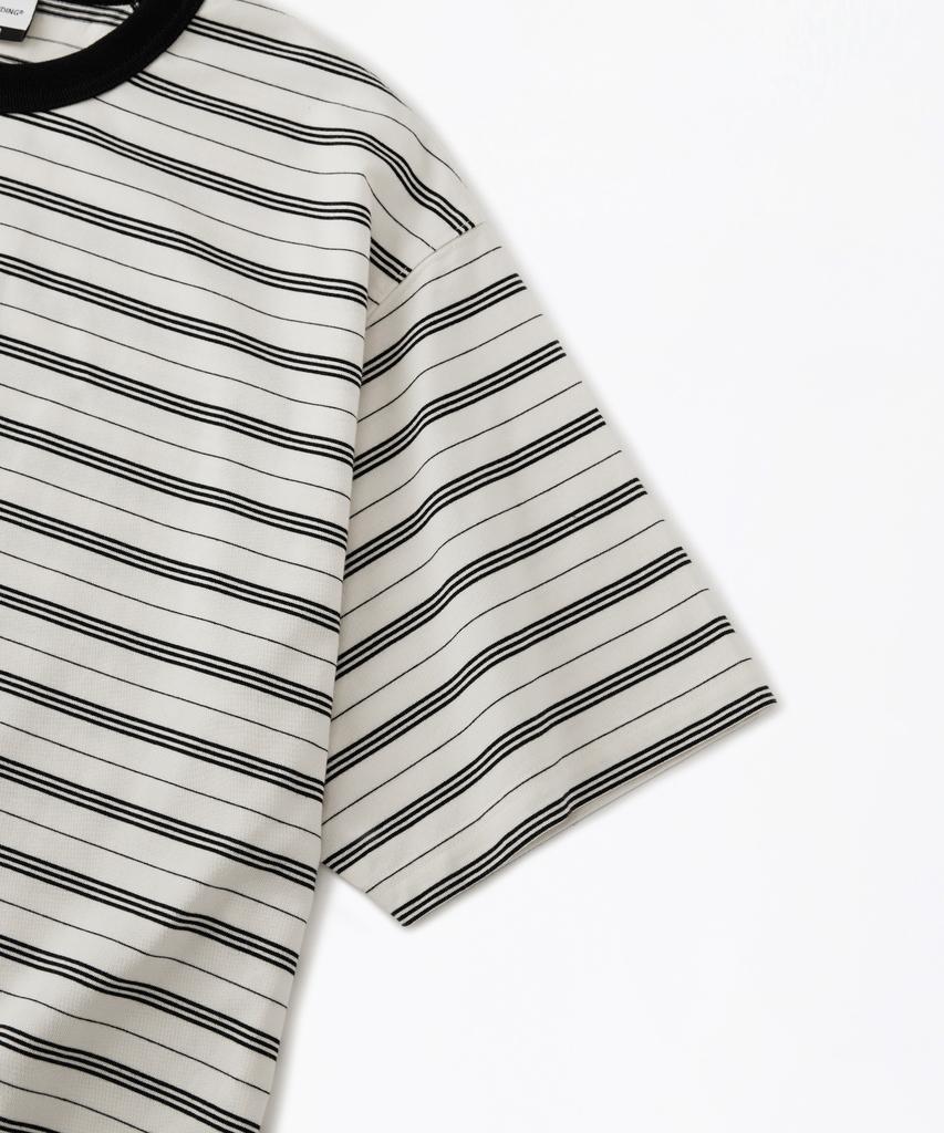 OUTSTANDING Stripe Half Sleeve Tee_Ivory/Black