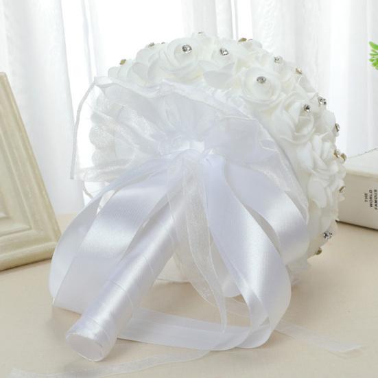 Exquisite Bouquet Flower Soft Ribbon Faux Silk Flower Stylish Bright-colored Holding Flower for Engagement