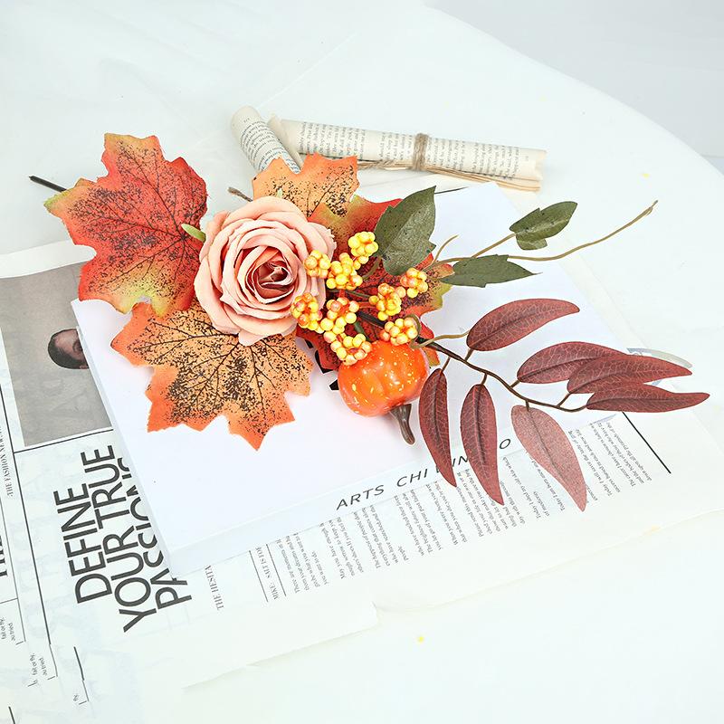 Halloween Decoration Plug-In Wreath Simulation Maple Leaf Pumpkin Props Ghost Festival Pumpkin Scene Arrangement