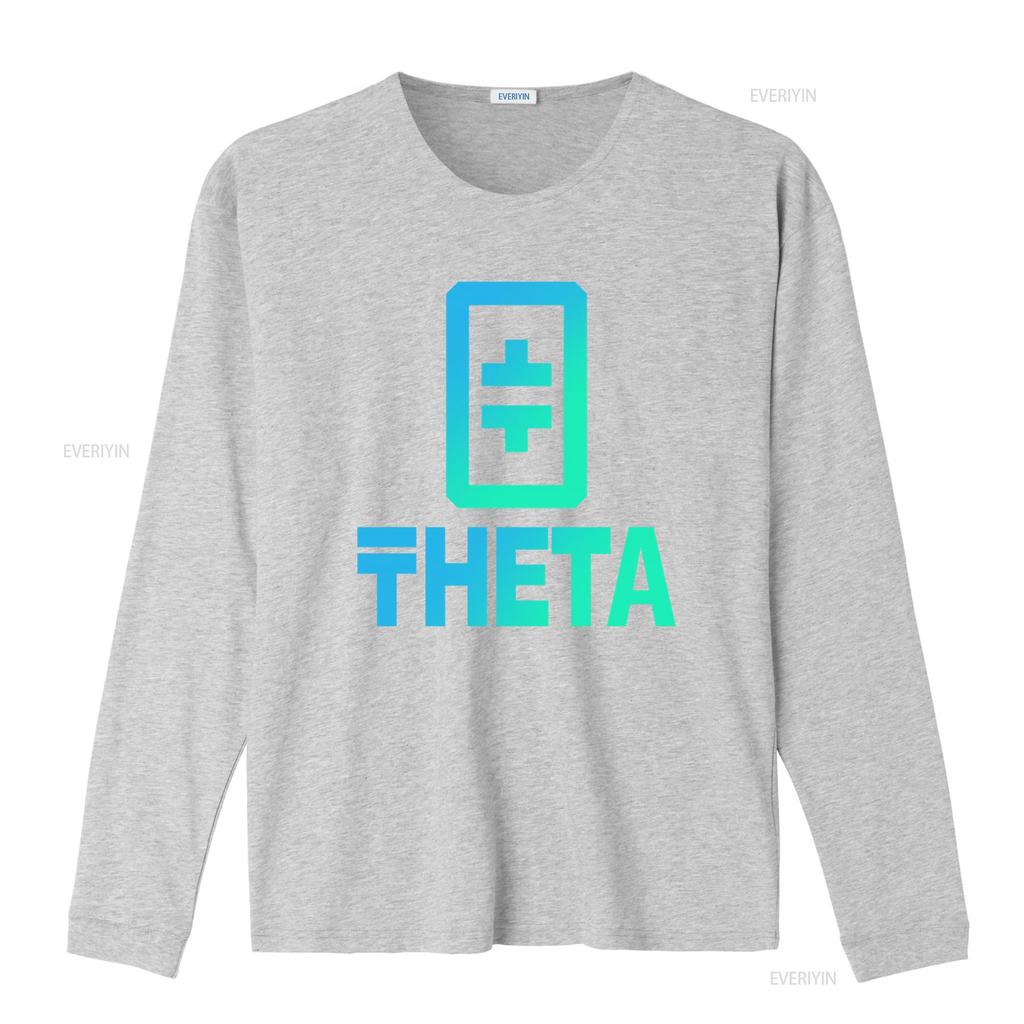 Theta Crypto Token Coin Print T Shirt Fashion Vintage Washed Soft Stretched Streetwear Casual Homme Comfortable Graphic