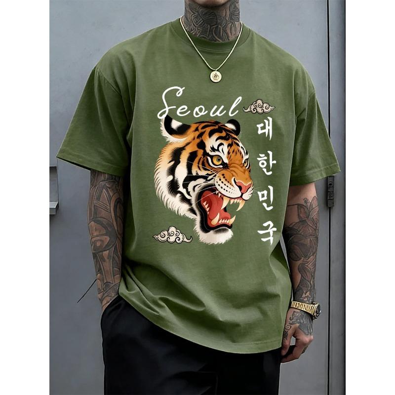 Summer Trend Streetwear Men T-shirt Relaxed Fit Design Cartoon Bear Pattern 100% Pure Cotton Soft Material Fashionable Versatile
