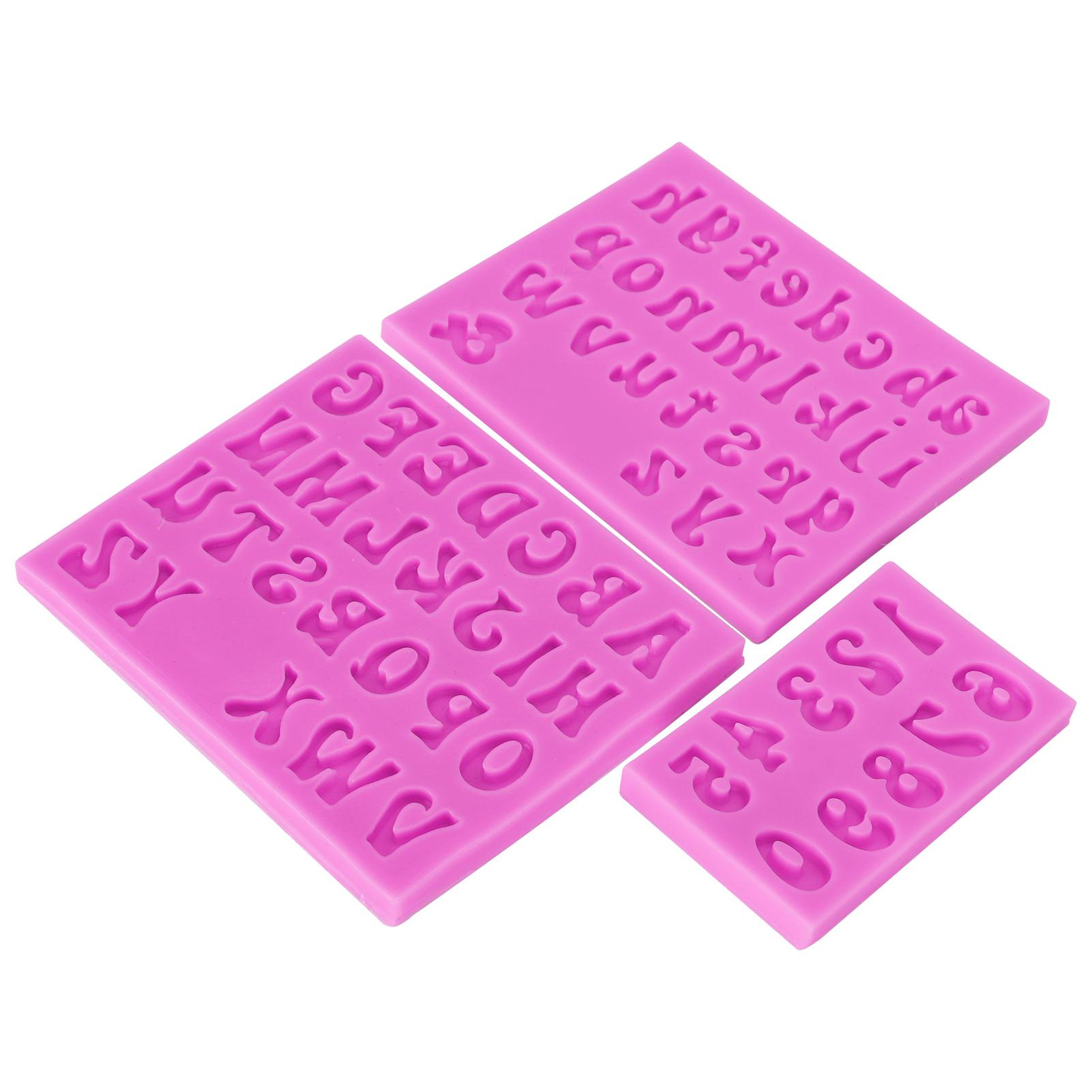 

3 шт. Алфавитно-цифровые силиконовые формы для изготовления прописные строчные для DIY торта глины шоколада розовые