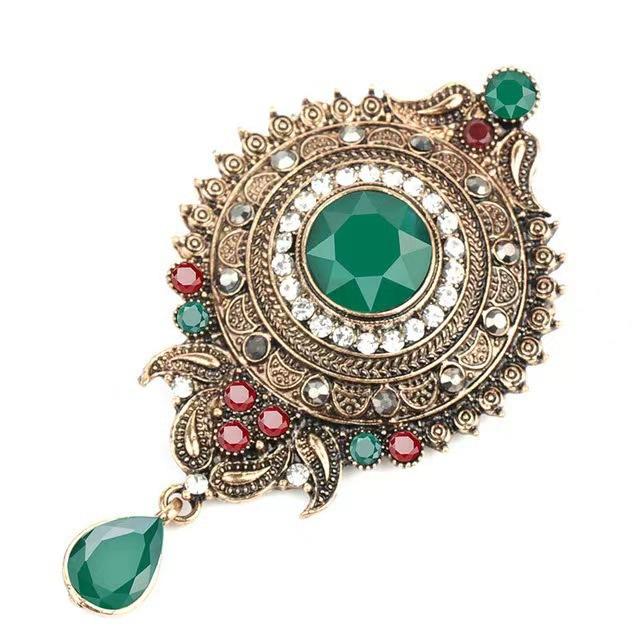 Fashion Bohemian Brooch Alloy Gemstone Set Christmas Gift Banquet Wedding Dress Accessories