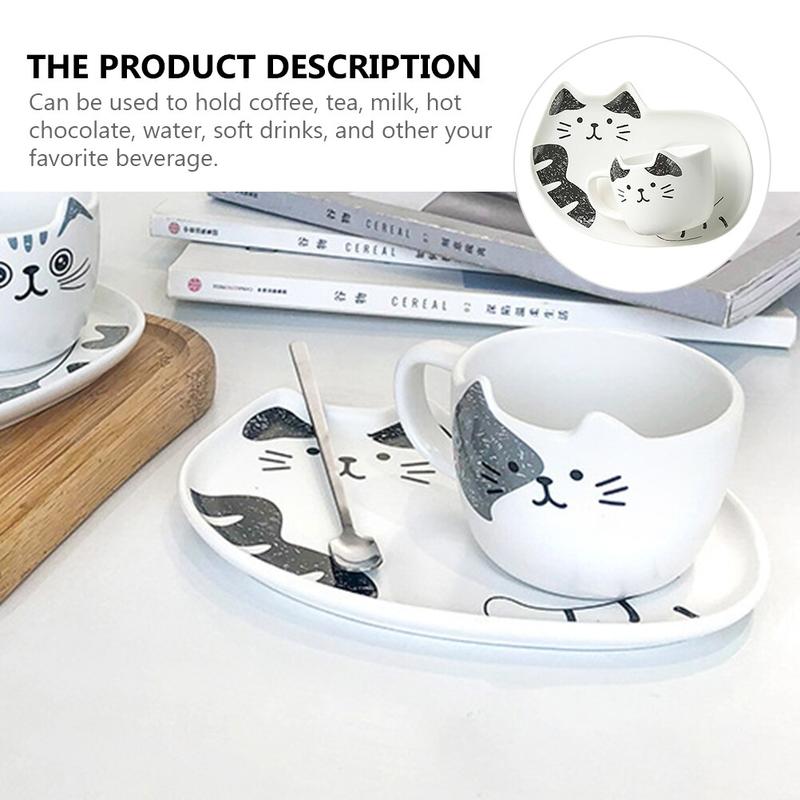 A Set of Cute Cat Ceramic Cups, Exquisite Drinks, Toasts, Toasts.