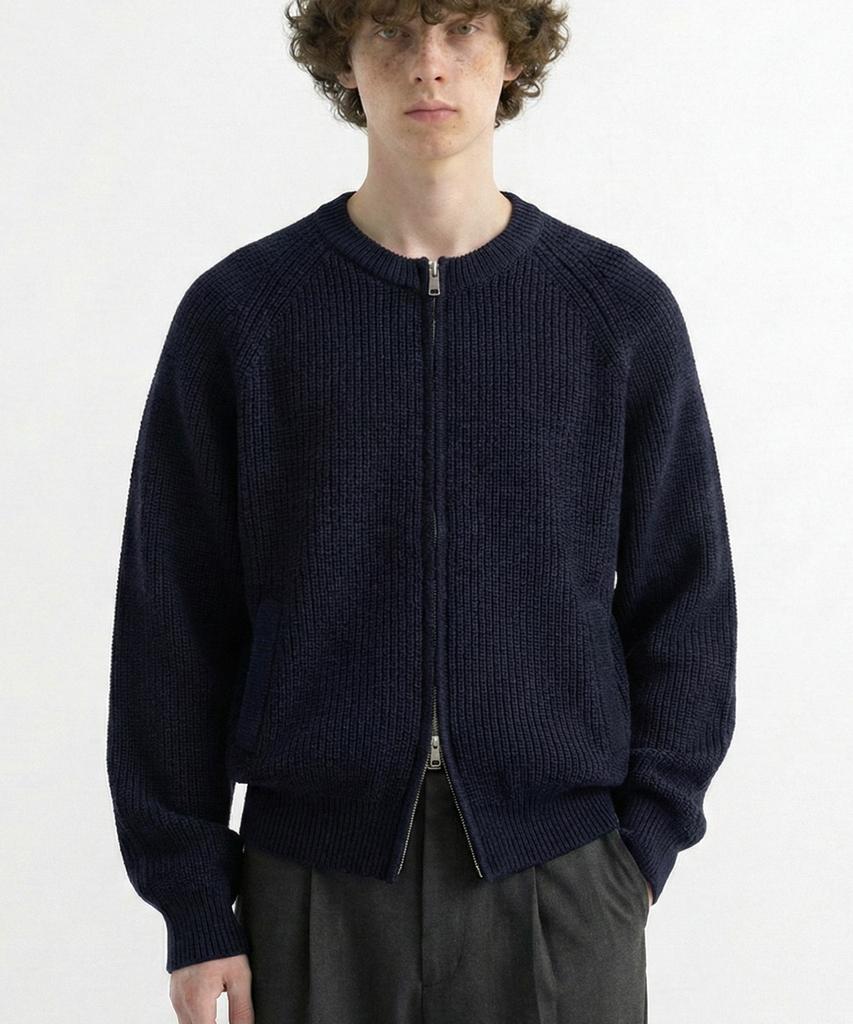 Underoff Crop Knit Zip-Up Cardigan Dark Red