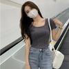 Women's Square Neck Short Sleeve Crop Top Slim Fit Casual Tee Solid Milk Silk Y2K Hot Girl Basic Short T Shirt