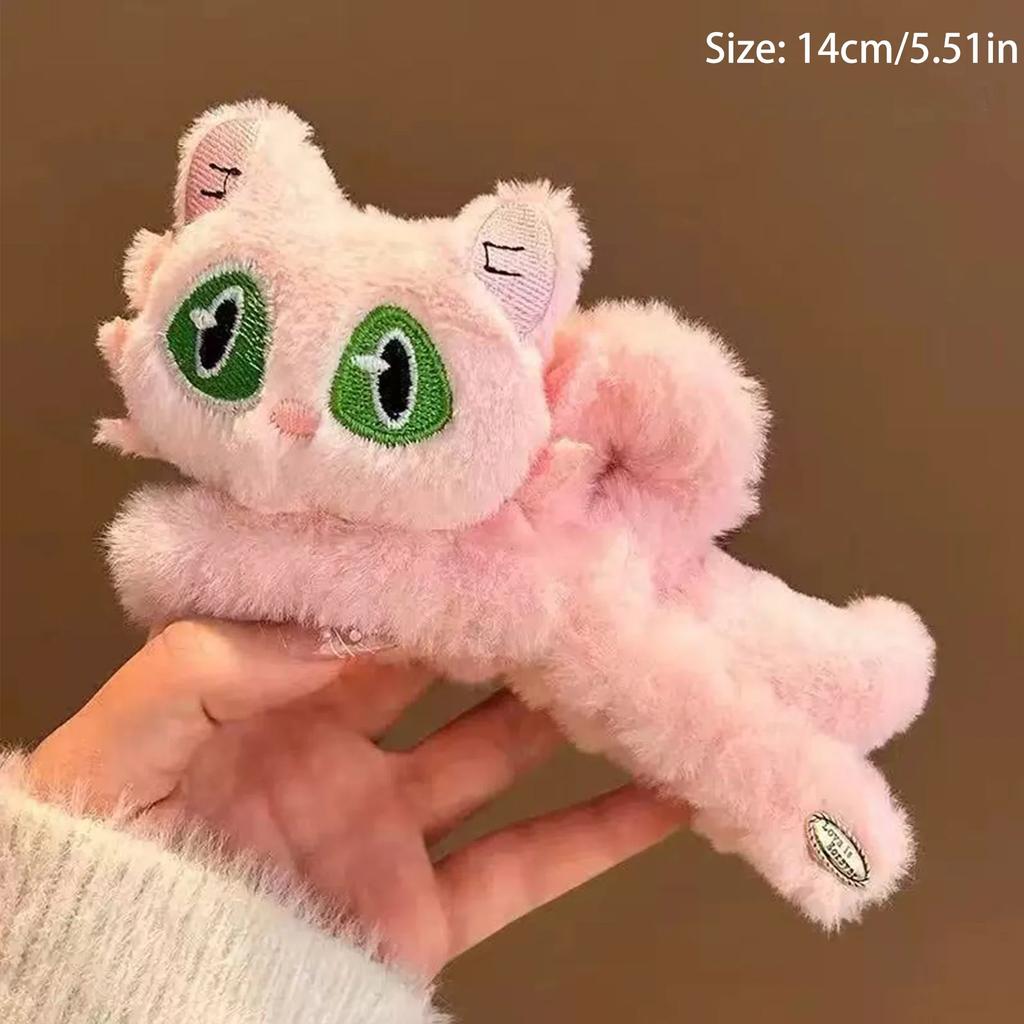 1pc New Cute Cat Hair Claw Autumn and Winter Cartoon Versatile Large Plush Hair Clip Shark Clip for the Back of the Head