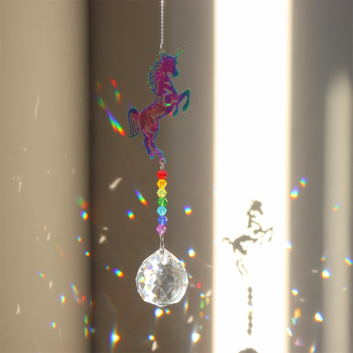 

Butterfly Crystal Sun Catcher Metal Unicorn K9 Crystal Suncatcher Pendant Outdoor Garden Home Decoration Xmas Gift Rainbow Maker