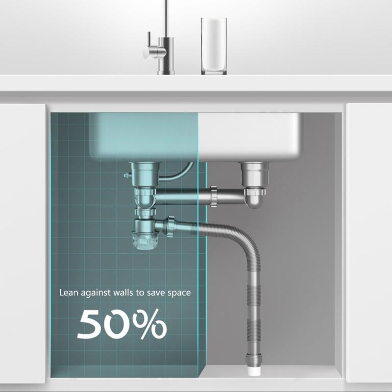 Convenient Kitchen Sink Drain Set With Flexible Pipe and Clear Backflow Preventer for High Performances Daily Use
