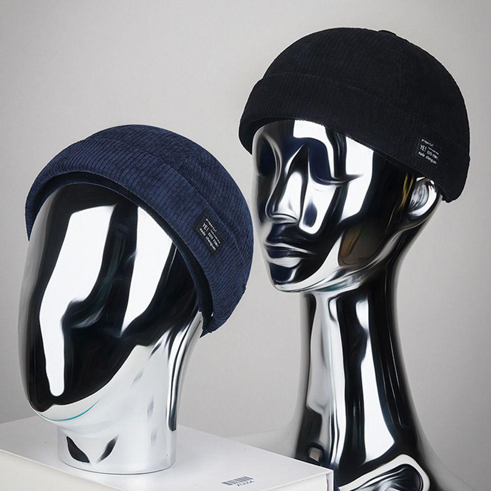 Solid Color Brimless Hat Corduroy Hip Hop Hat Fashion Dome Melon Cap Unisex