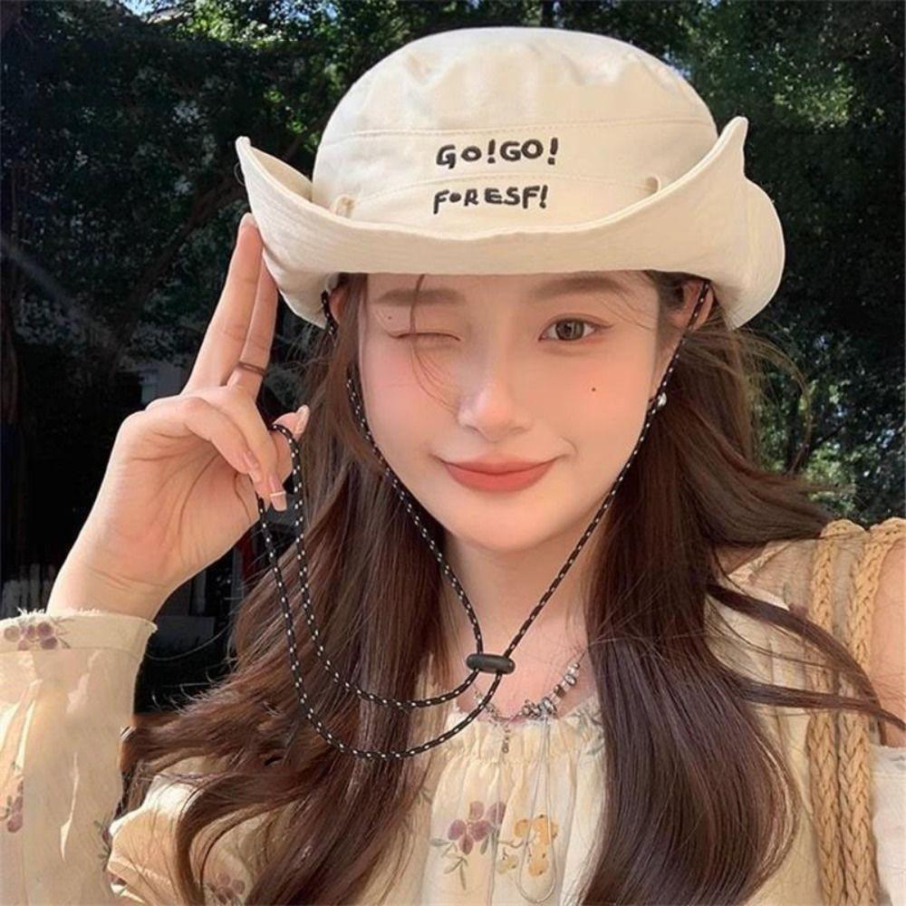 Big Brim Bucket Hat Y2K Sun Protection Hat Fashion Fisherman Hat  Hiking