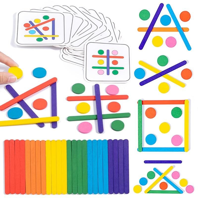 

Montessori Toys Kids Rainbow Stick Puzzle Games Color Sensory Logical Thinking Matching Children Early Educational Wooden Toys