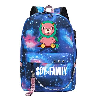 Animation Peripheral Schoolbag with USB Chain Webbing Backpack Large Capacity Leisure Travel Backpack