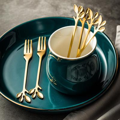 Fruit Fork Dessert Fork 6pcs Fork and Storage Jar Set Stainless Steel Fork Simple Nordic Style Tableware Practical Kitchenware