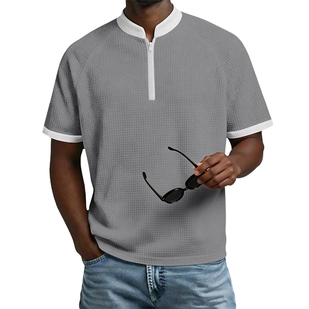 Men's Short-sleeved Shirt With Vertical Collar Colors Casual Sports Men's T-shirt
