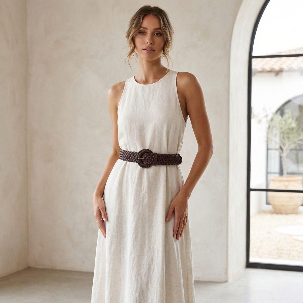 Hollow Out Retro Belt Woven Bohemian Style Waistband Casual Weave Belt Waist Accessories