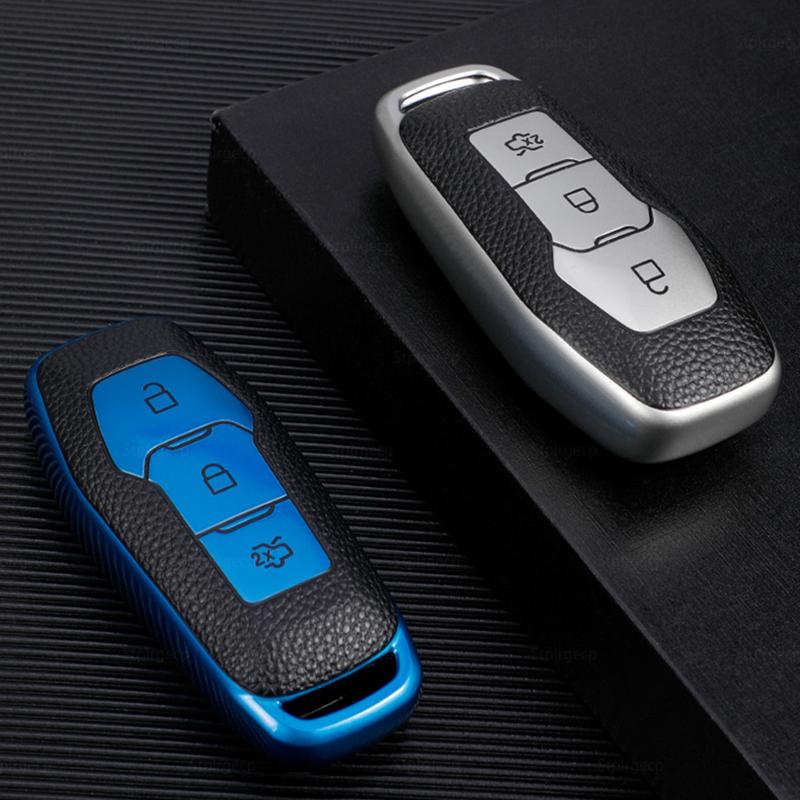 Kožený TPU držák krytu dálkového ovladače na auto pro Ford Focus 3 4 ST Mondeo 5 MK5 Mustang F-150 Explorer Edge Fiesta Kuga MK3