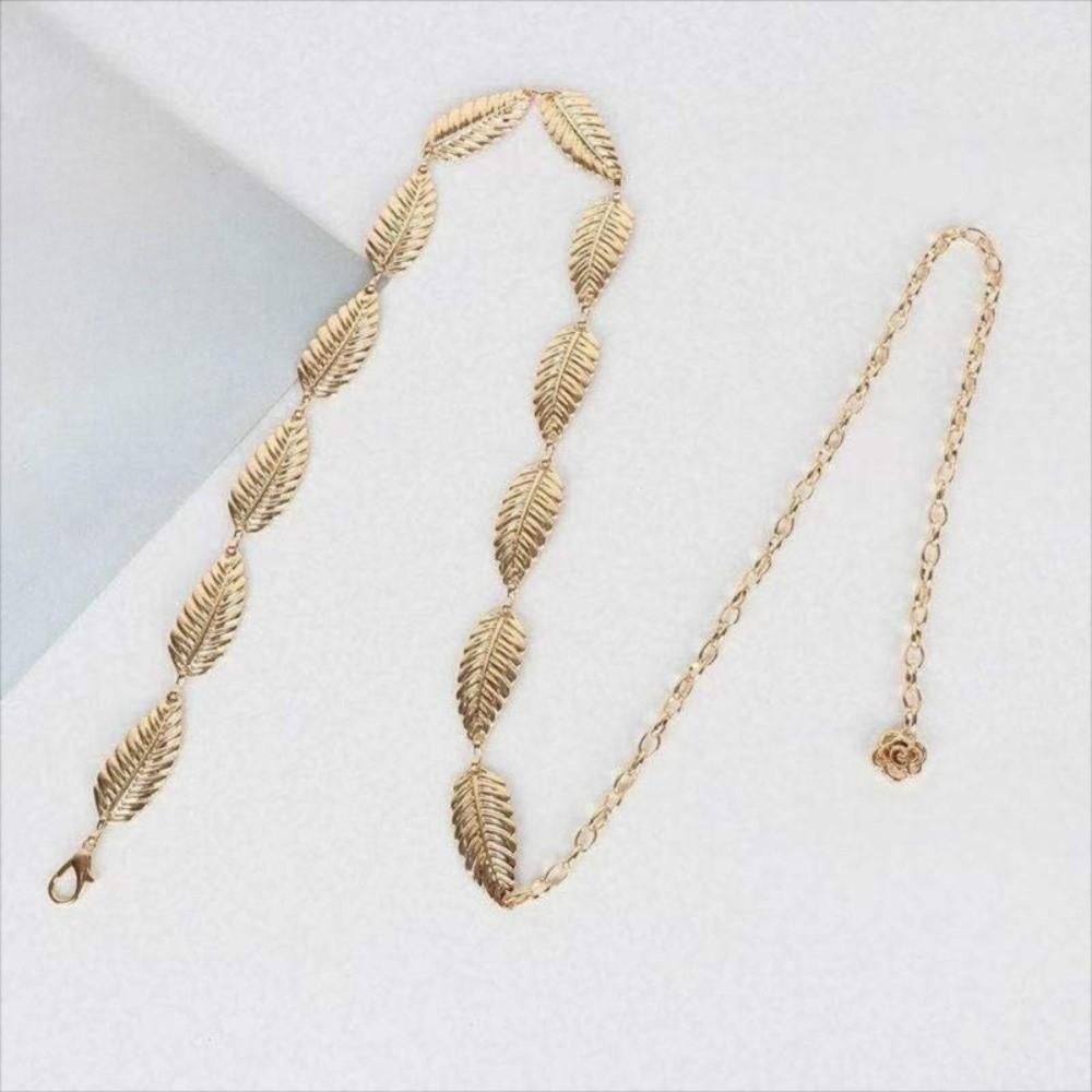 Boho Chic Dress Waist Chain Vintage Body Chain Versatile Metal Leaf Belt  Women's Fashion Accessory
