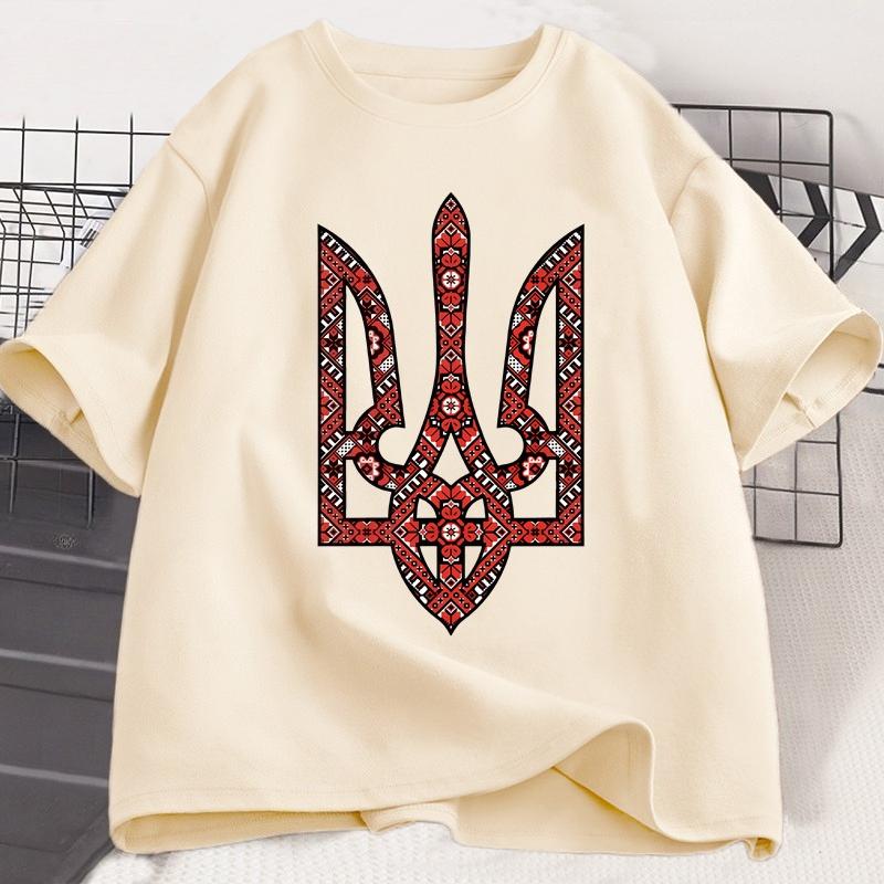 Ukraine Emblem Coat of Arms Tryzub T Shirt Unisex Women Harajuku Cotton Short Sleeve Tshirt Ukrainian T Shirts Unisex Clothes Tops