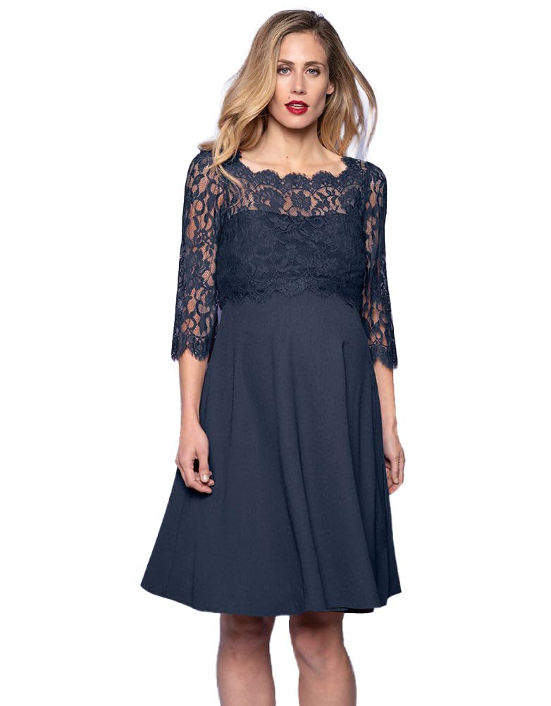 

Special Occasion Dress Breastfeeding Maternity Lace Dress MISHA Storm Blue [Seraphin] Women s