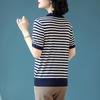 Elegant Ice Silk Striped T-Shirt for Middle-Aged Women - Summer 2026 Edition