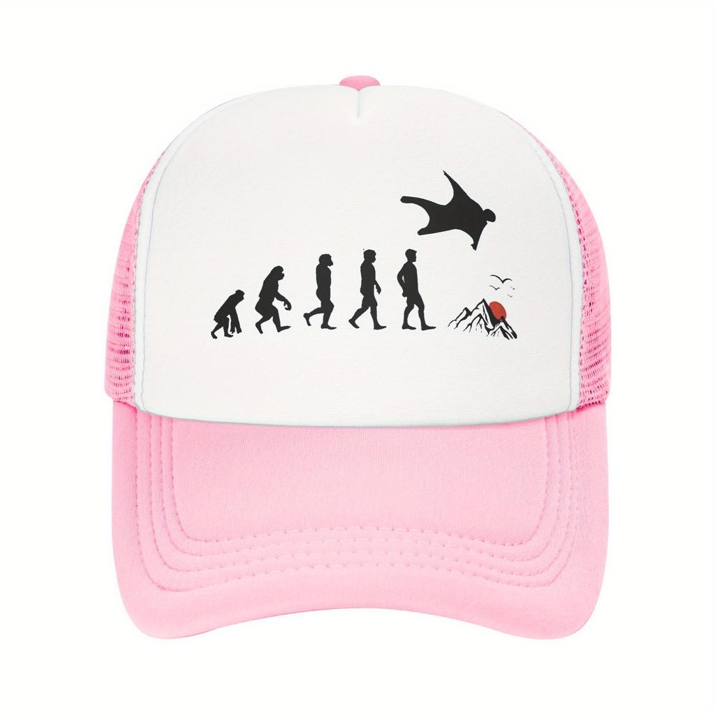 Wingsuit Flying Evolution Trucker Hat Polyester Mesh Adjustable Baseball Cap for Men Women Casual