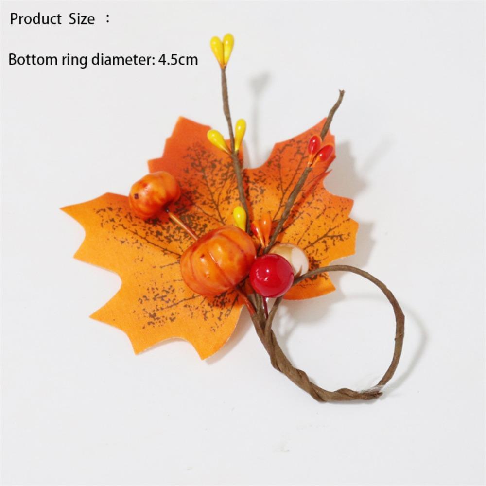 6Pcs Fall Themed Fall Napkin Ring Yellow Maple Pumpkin Napkin Ring  Table Decoration