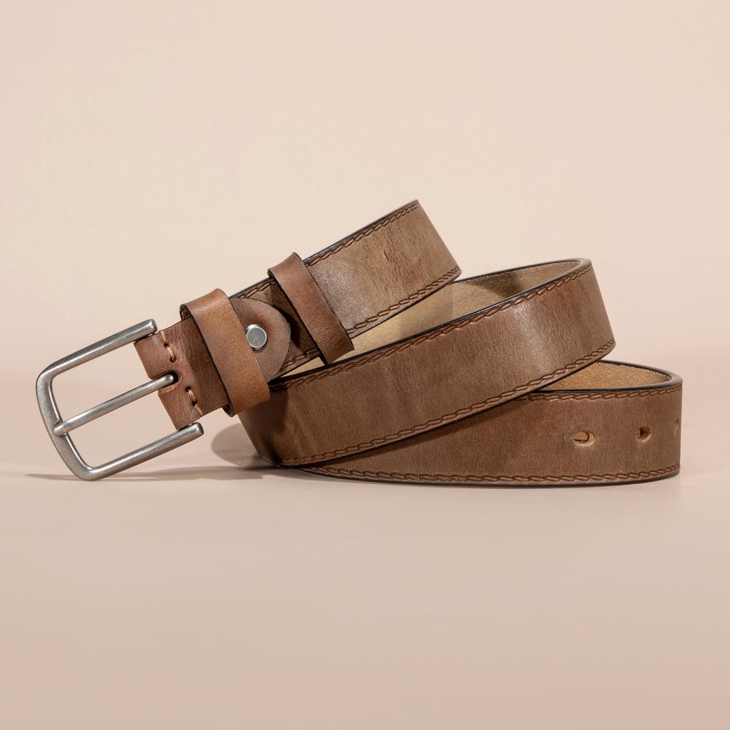 First Layer Cowhide Belt Men's Retro Casual Pin Buckle Leather Belt Men's Cowhide Vegetable Tanned Belt
