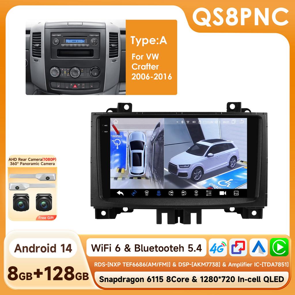 Hizpo Snapdragon 4G Carplay Android Car Radio for Volkswagen Crafter 2006 -2016 Benz Sprinter GPS Multimedia Player Intelligent Screen Stereo Audio