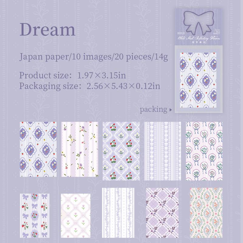 

20Sheets/Bag Mini Floral Cloth Texture Themed Background Sticker Pack For DIY Scrapbook Guitar Phone Case Notebook Decoration