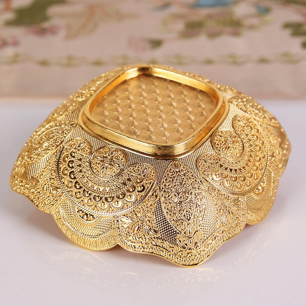 Obstteller aus Zinklegierung, goldfarben, klare Textur, Zinklegierung, für Partys, Tisch, Schmuck, Ohrringe, Halsketten, Teller, Süßigkeiten, Snack-Tablett, Heimdekoration