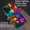 3D Grid Colorful Smart Voice-Controlled Luminous Phone Cover For iPhone 16 Plus 16e 16Pro 15 14 13 Pro Max 12mini LED Light Case