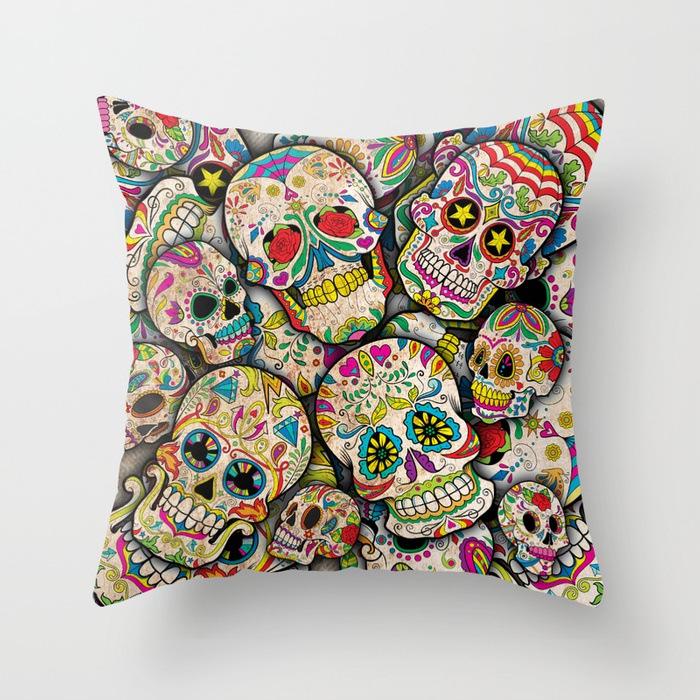 Halloween Skull Pillow Cover Funny Festival Pillow Cushion Line Pillow Cover Lazy