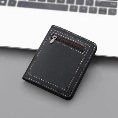 Men's Vertical Short Leather Wallet with Zipper – Niche Design, Holds Driver's License