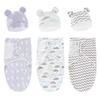 Baby Wrap Blanket & Beanie Hat Newborn Swaddling Blanket Cotton Sleeping Bag Hospital Hat for Infant Gender Neutral Hat