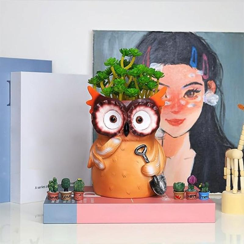 Owl Mom Dad Gypsum Flower Pot Silicone Mold Epoxy Resin Casting Mold Succulent Vase Cement Clay Mold Pen Holder Mold