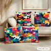 Federa Cuscino con Fantasie Puzzle Morbida in Peluche Corto Copricuscino Liscio Accogliente Estetica Custodia Cuscino Arredo Casa