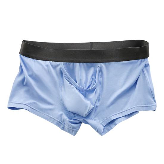 Mid-Rise Elastic Waistline Men Panties Simple Patchwork Color U Convex Shorts Briefs