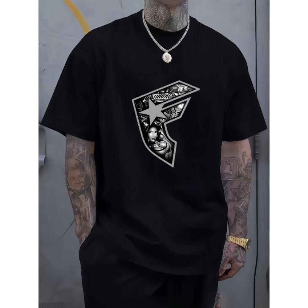 European Sizes Men S Trendy Fashion T-Shirt S чёрный
