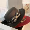 Autumn and Winter Flat Top Small Fresh Top Hat Woolen Bow Versatile Retro Jazz Hat Shopping Hat Tide