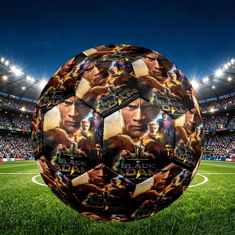 Black Adam Print Size 5 Soccer Ball, PU Wear Resistant Football for Match Training and Daily Practice, Birthday Gift for Soccer Fans