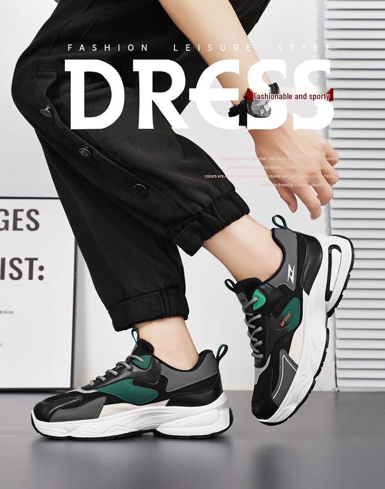 Men's Trendy Breathable Mesh Sports Shoes - Non-slip, Thick Sole Casual Dad Shoes
